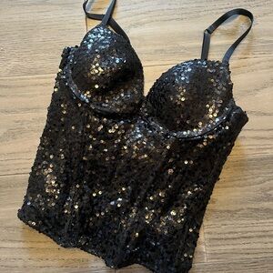 La SENZA Black Sequin Camisole Top